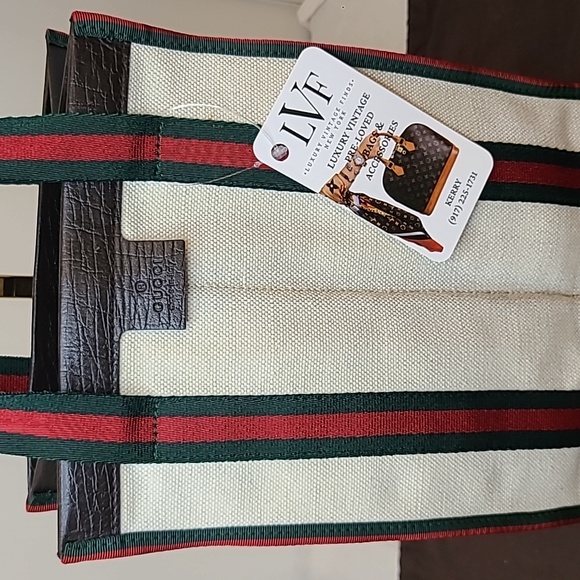 GUCCI 90S VINTAGE REVERSE SHERRY SHOPPER STYLE CREAM CANVAS/GG COATED CANVAS - Picture 1 of 17